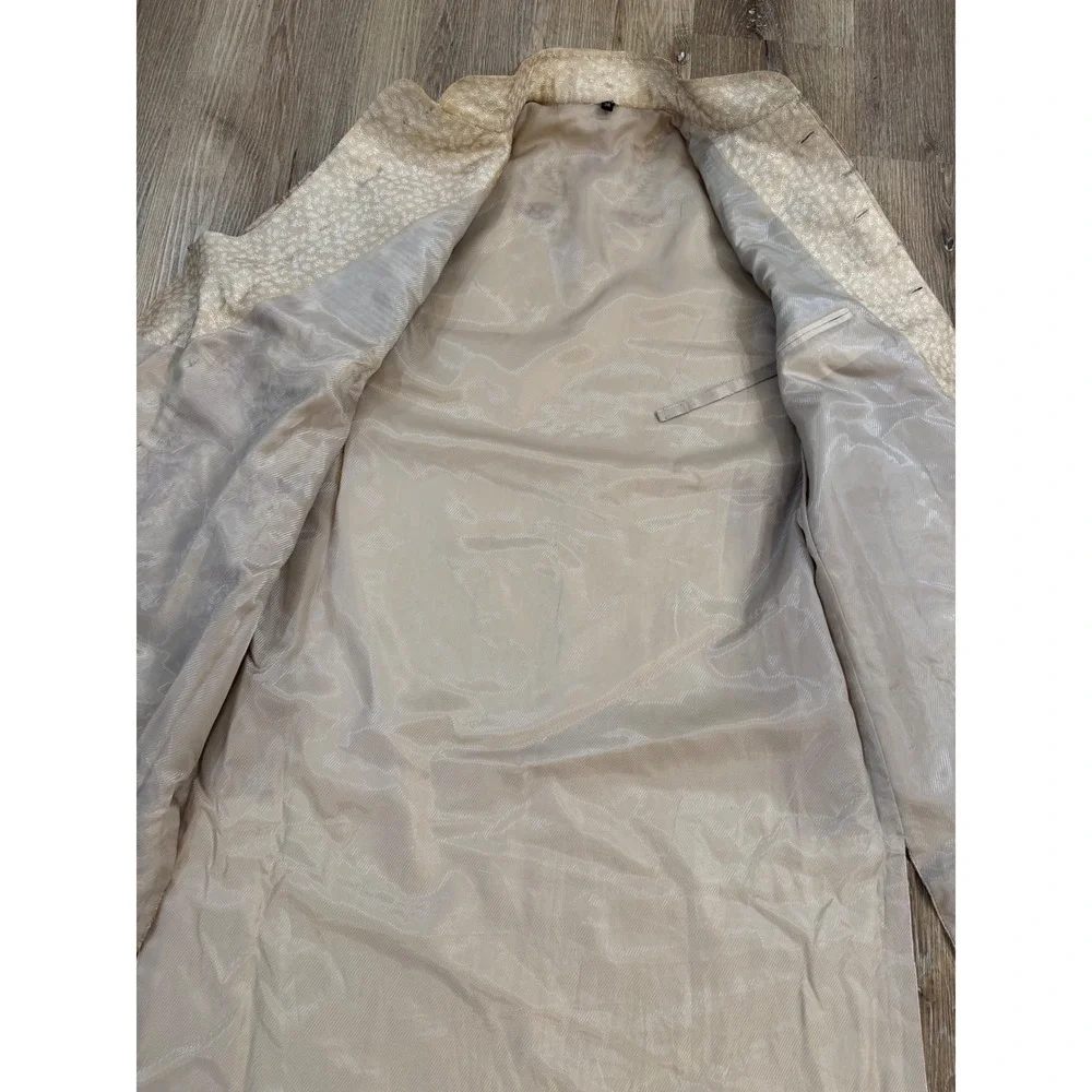 Sherwani Long Coat Mens 38 Cream Gold Paisley Embroidered Bollywood Desi Groom